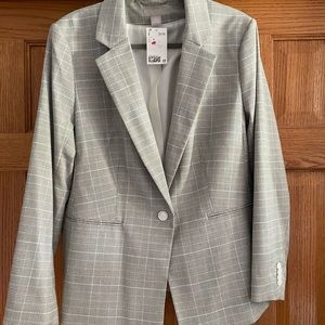 NWT H&M Blazer Black and Tan plaid XL